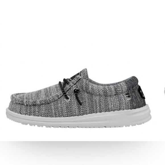 Hey Dude Wally Youth Stretch Black/White size 1 New In Box - Picture 3 of 14